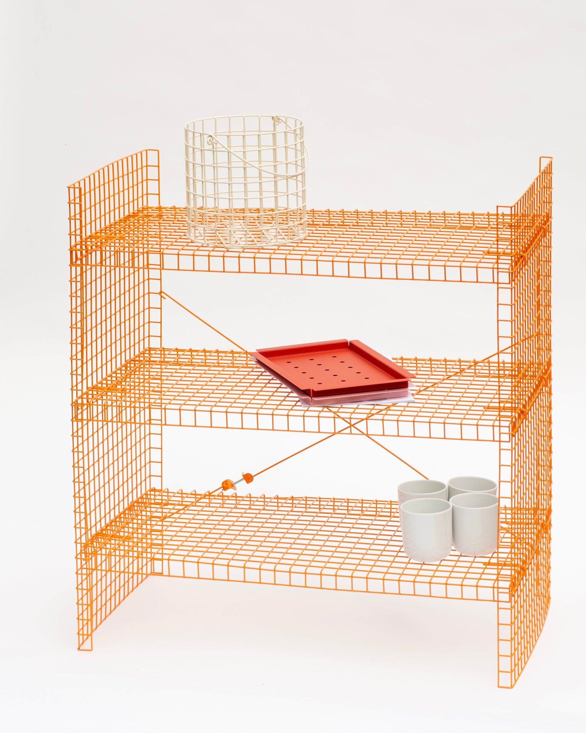 Drátěná police - oranžová