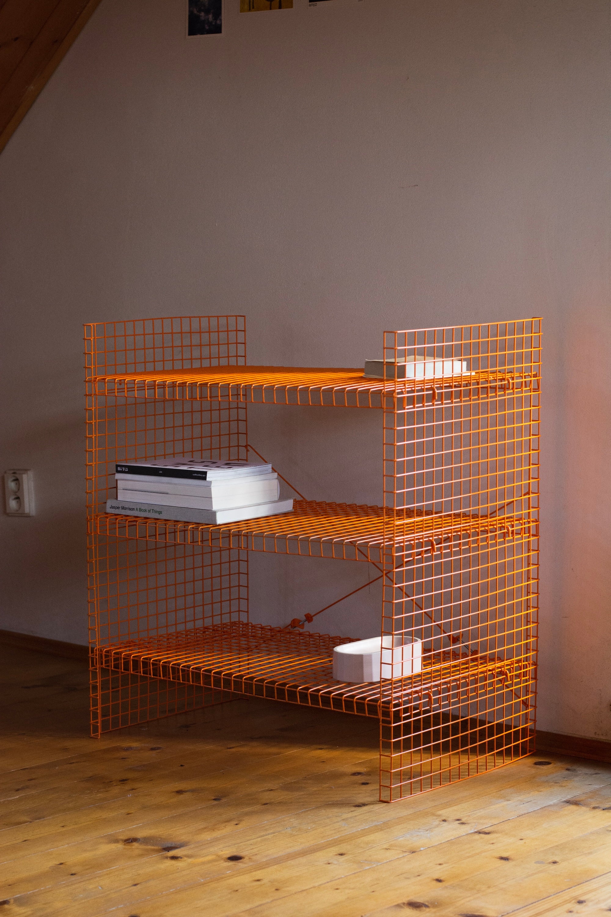 Drátěná police - oranžová